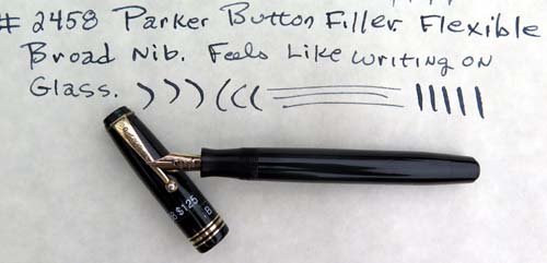 PARKER BUTTON FILLER WITH FLEXILE NIB AND "WEDDING CAKE" JEWEL